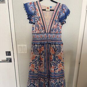 Farm Rio x Anthropologie Embroidered Maxi Dress – M
